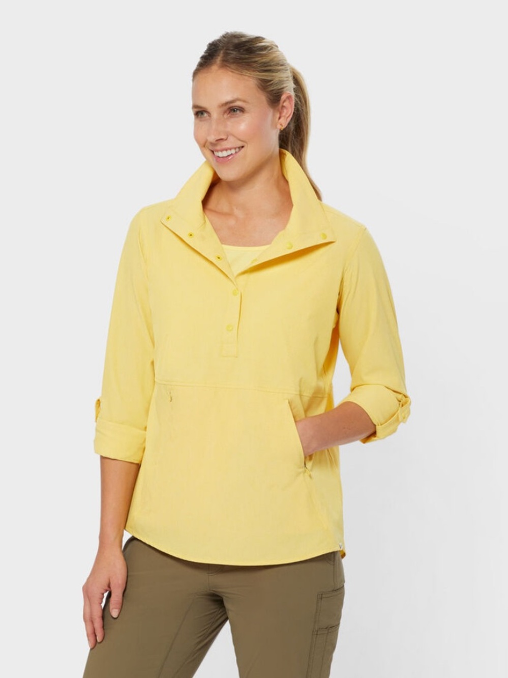 Duluth Trading Co Yellow Sol Survivor Sun Protection Popover UPF 50 size Med